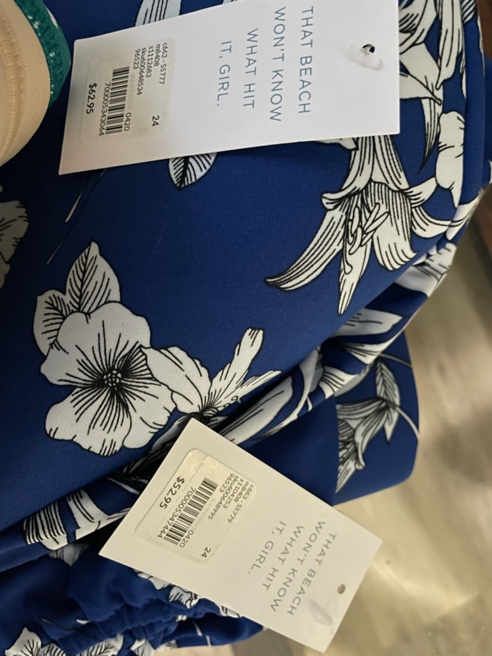 Cacique Blue Floral Print Bikini Top and swim skirt - Picture 3 of 3